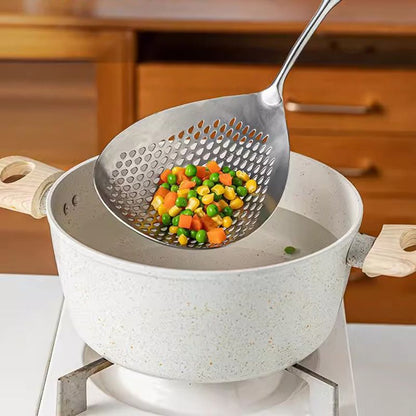 📢📢40% OFF !! ⏰ Stainless Steel Skimmer Spoon – Fast draining, heat-safe & versatile – Perfect for frying, soups & pasta 🍳