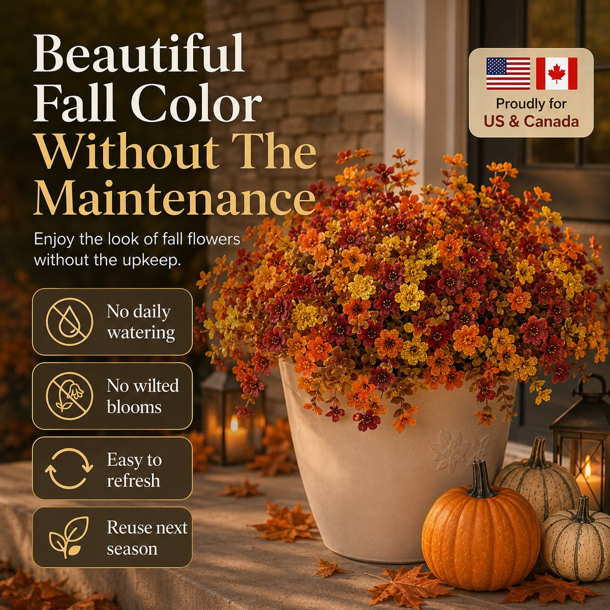 🍂 Fall Porch Faux Flower Bundles – Rustic Outdoor Autumn Decor