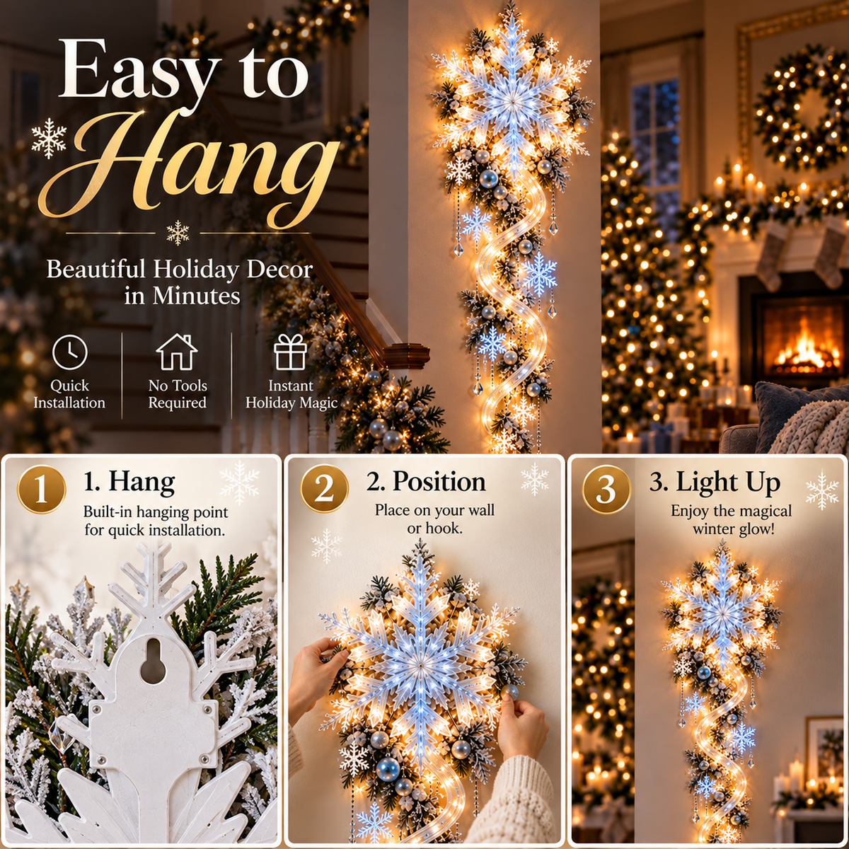 🔥70% OFF TADAY❄️ Giant Snowflake Blizzard Trail™- Let the Snowstorm Glow Indoors