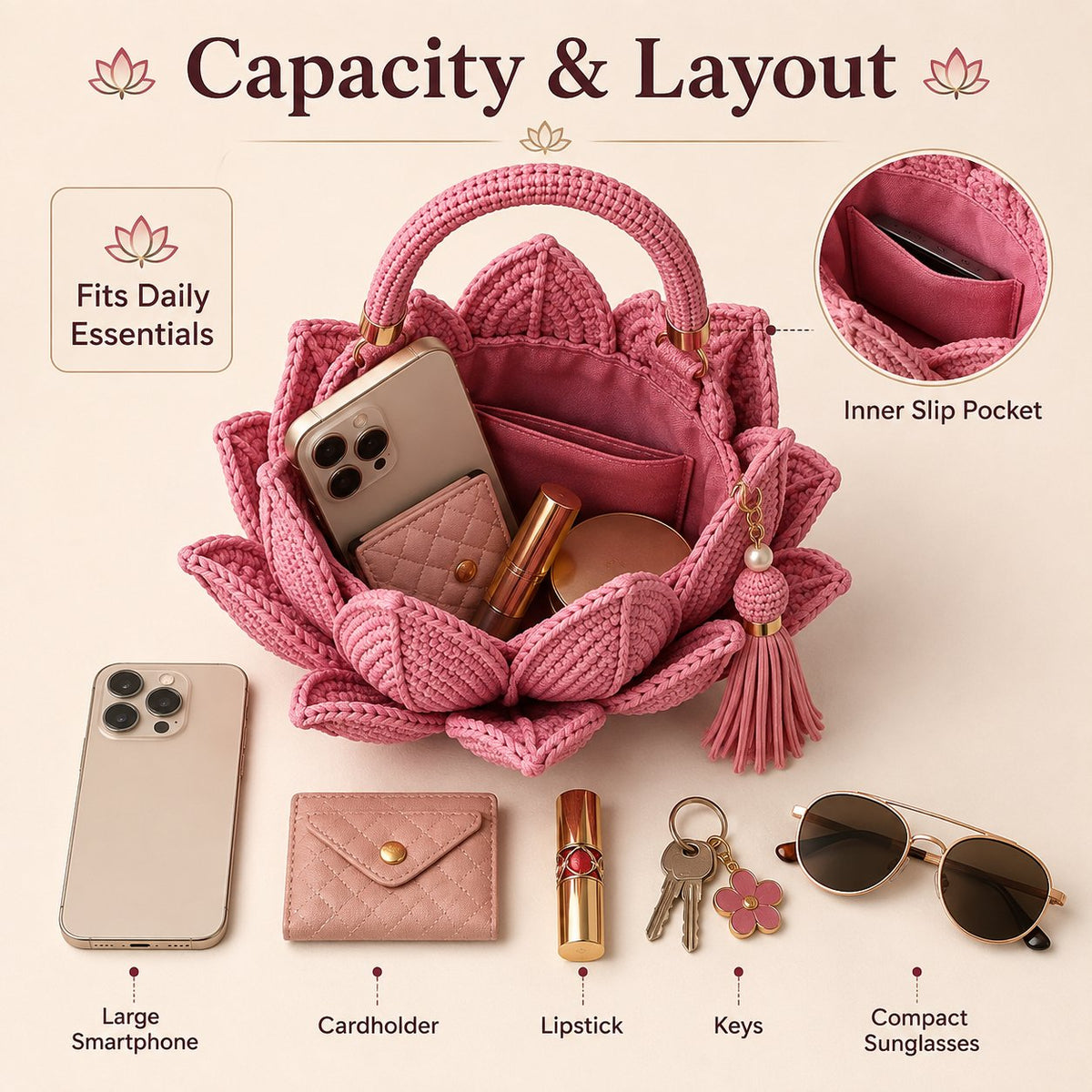 🌸👜Viral 3D Crochet Petal Handbag