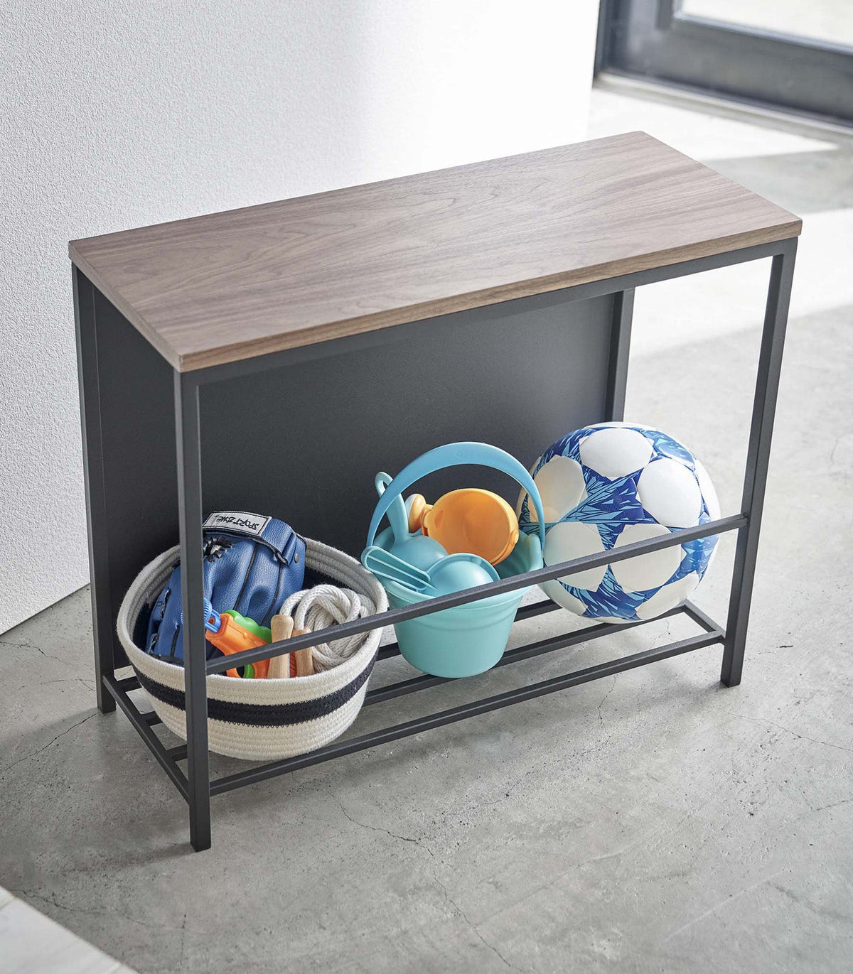 Entryway Storage Organizer & Bench (18" H)  - Steel + Wood