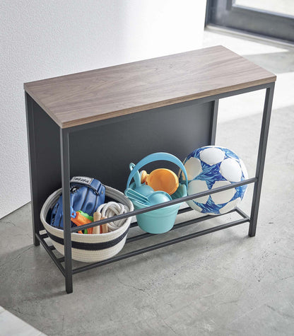 Entryway Storage Organizer & Bench (18" H)  - Steel + Wood