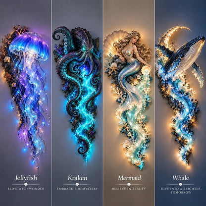 🌊✨ Enchanted Ocean Legends™ Lighted Wall Décor Collection 🐋🧜‍♀️