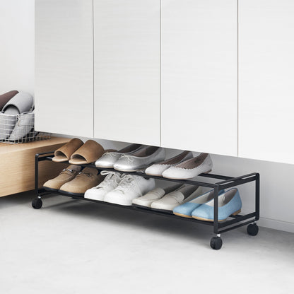 Two-Tier Rolling Shoe Rack (" H)  - Steel