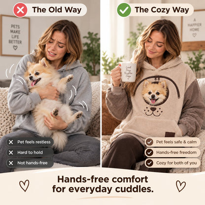 🐶💕 Cozy Pet Carrier Hoodie – Soft Fleece Cuddle Pouch Sweatshirt for Cats & Small Dogs