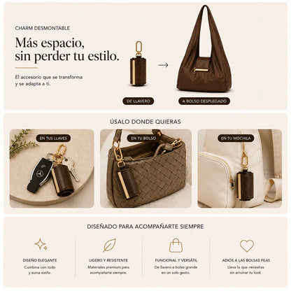 🔥Varelli Charm Transformable Bag – Stylish Vegan Leather Tote & Keychain Charm