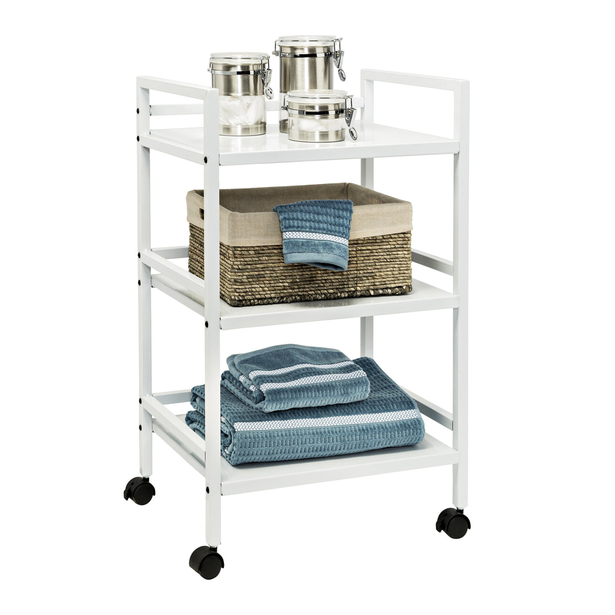 White Metal Multi-Purpose Rolling Cart