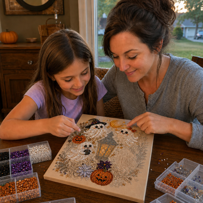 💥LAST DAY  55% OFF👻✨ Halloween Pearl Art DIY Kit – Turn Tiny Pearls into Spooky-Cute Magic