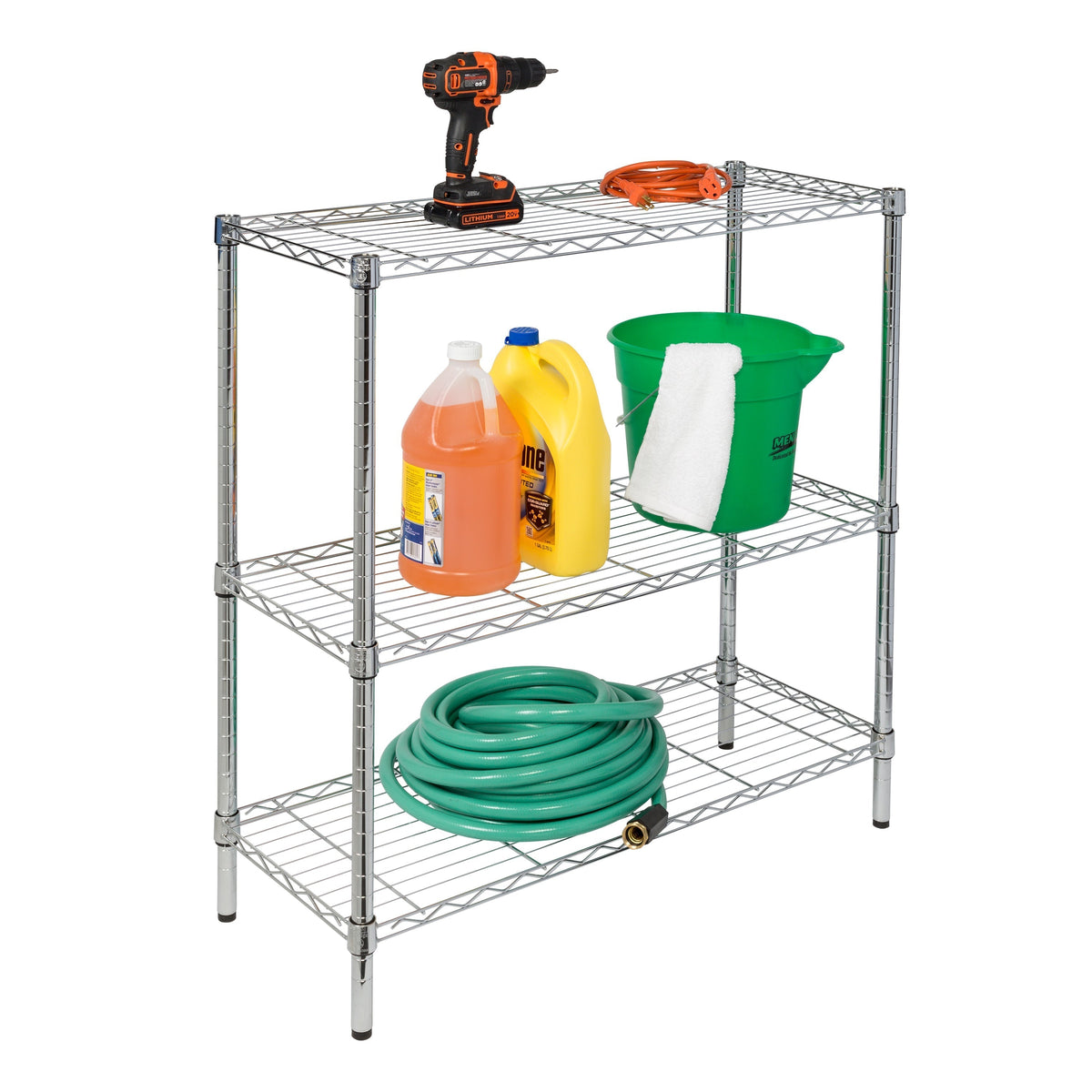 Chrome 3-Tier Adjustable Shelving Unit with 200-lb Shelf Capacity