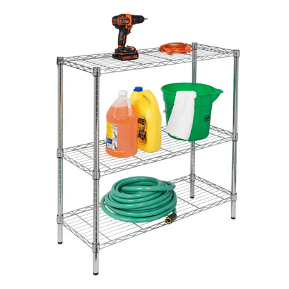 Chrome 3-Tier Adjustable Shelving Unit with 200-lb Shelf Capacity