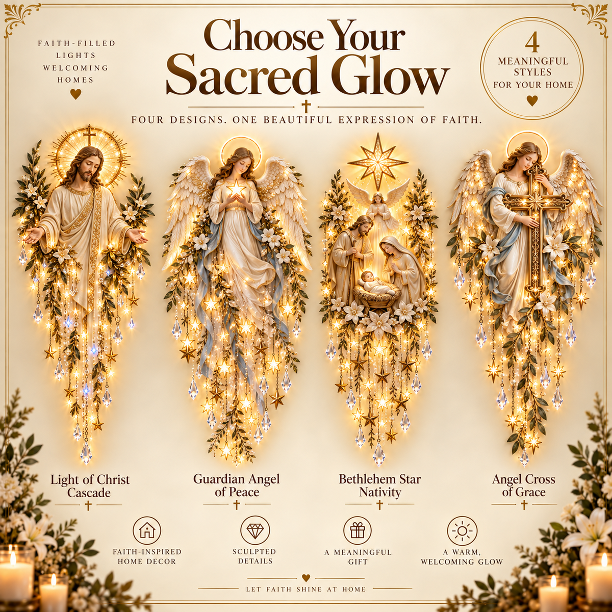 🔥Last Day 50% Off✝️Jesus, Angel & Nativity Lighted Wall Light Décor