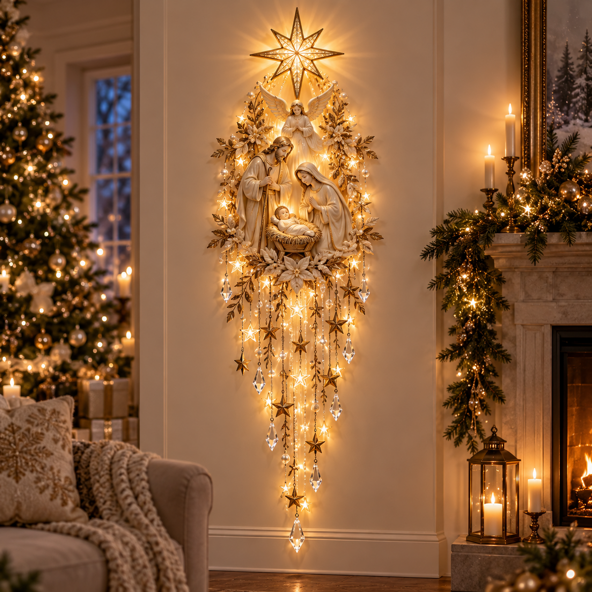 🔥Last Day 50% Off✝️Jesus, Angel & Nativity Lighted Wall Light Décor