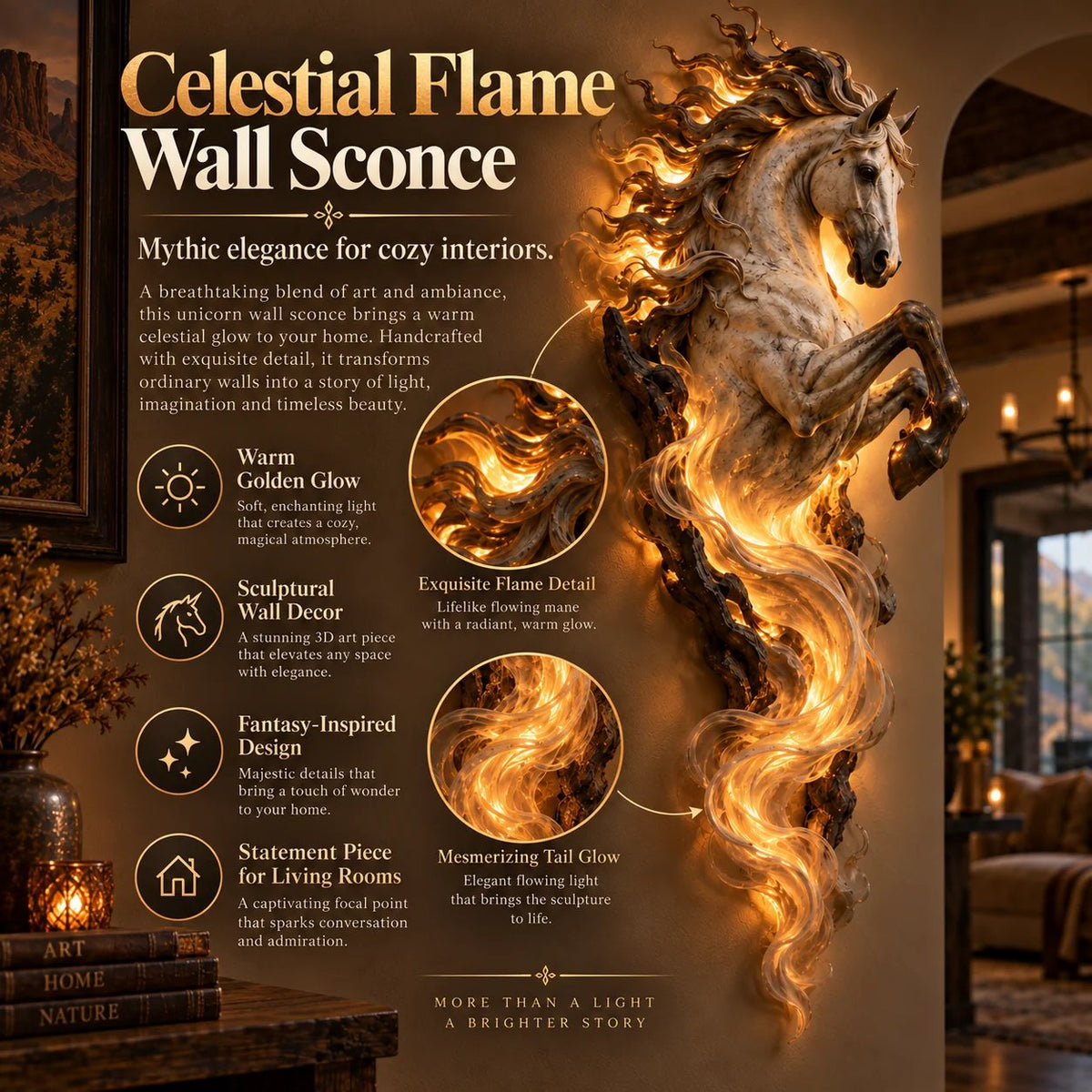 🔥Last Day 49% OFF -🦄 Celestial Flame vistorao™ Wall Sconce – A Magical Guardian Awakens on Your Wall