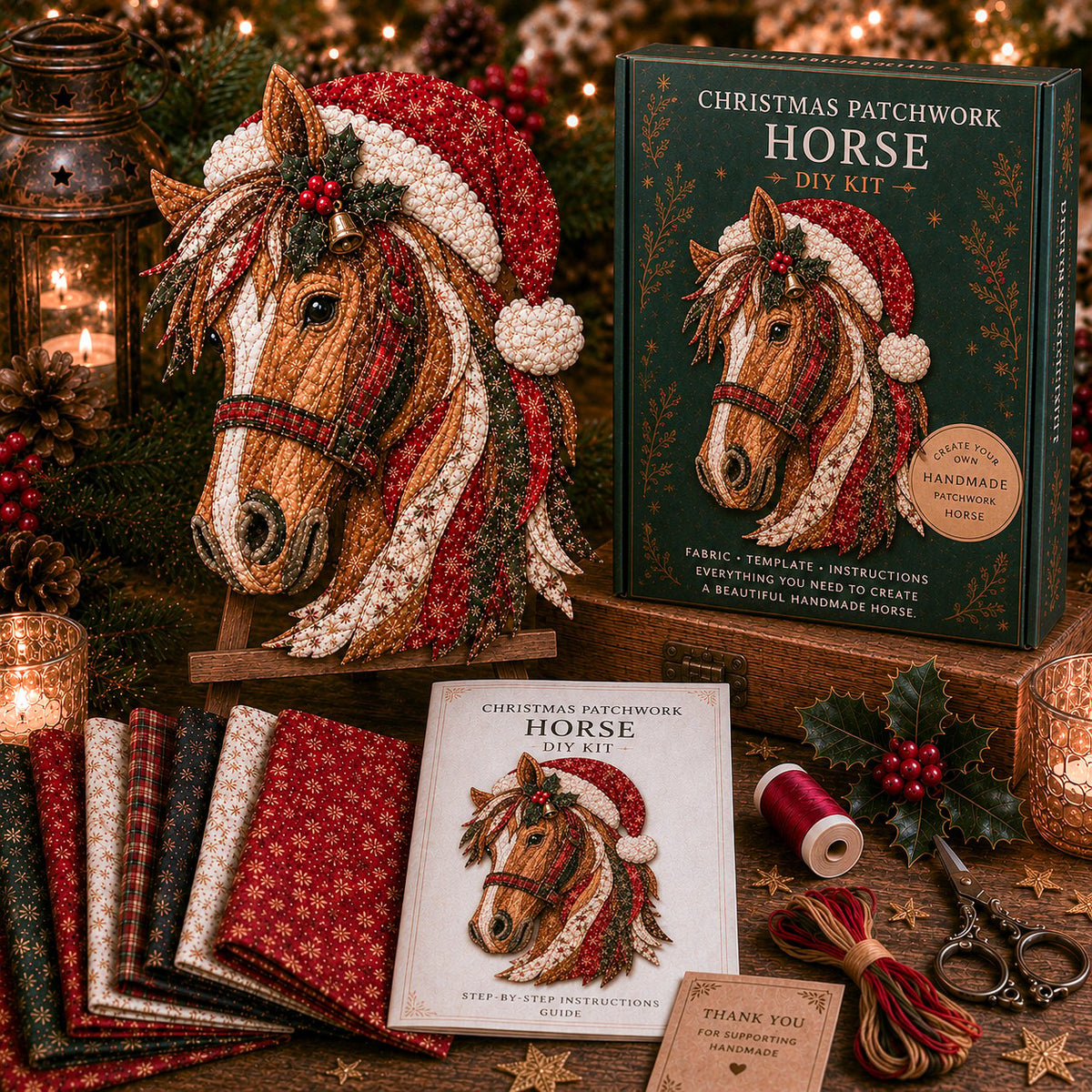 🔥LAST DAY 50% OFF - 🎅Christmas Patchwork Fabric DIY Decor Kit – Stunning Results, Zero Experience Needed
