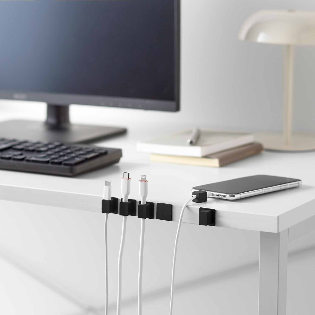Magnetic Cable Holders With Adhesive Steel Bases (Set of 5) - Silicone