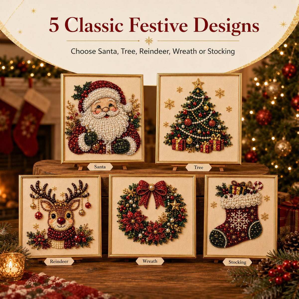 🧘Relaxing & Beginner-Friendly💎DIY Christmas Pearl Diamond Painting Art Kit With Frame(✨Crafted to be a beautiful future heirloom)