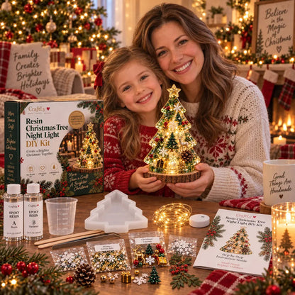 🎄 ✨ Last Day 70% OFF –Beginner-Friendly Resin Christmas Tree Night Light DIY Kit | Complete Kit with Mold, Resin, Fairy Lights & Festive Decorations ✨