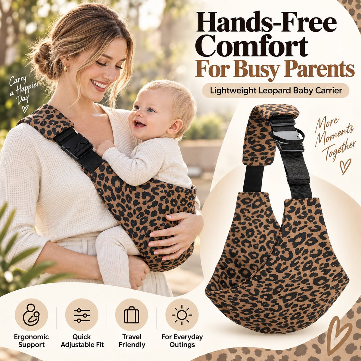 🐆Leopard Print Lightweight Baby Crossbody Carrier