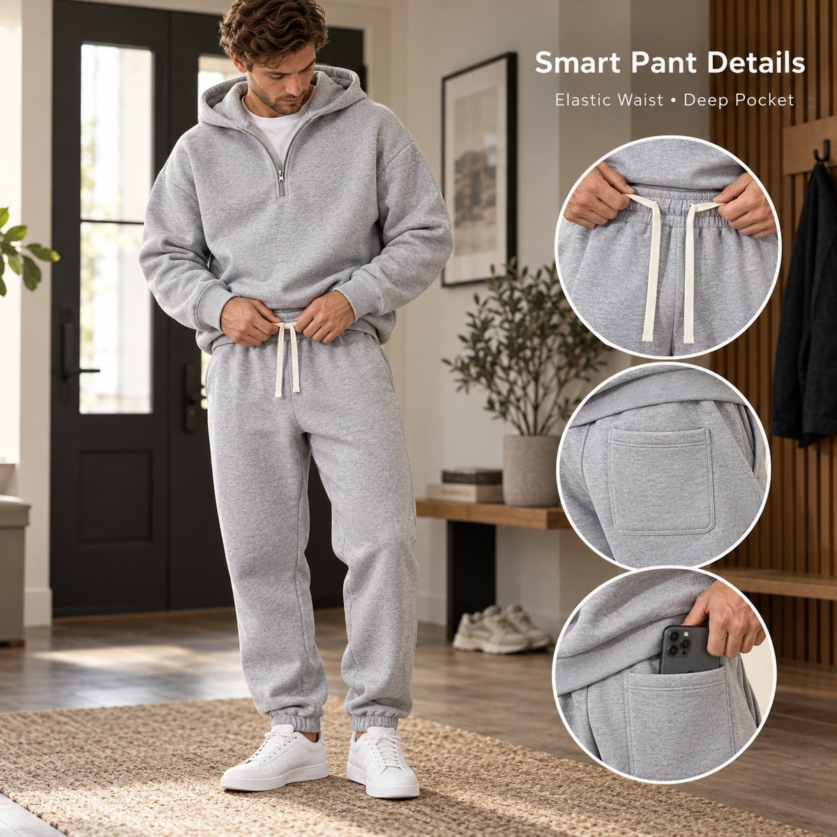 ⚡Hot Sales 50% OFF🔥Men's Plain Two-piece Casual Sporty Sweatsuit Set