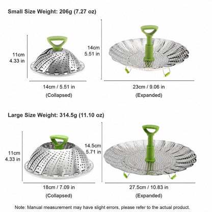 🔥Adjustable Stainless Steel Vegetable Steamer Basket | Foldable Mesh Steamer with Extendable Anti-Scald Handle