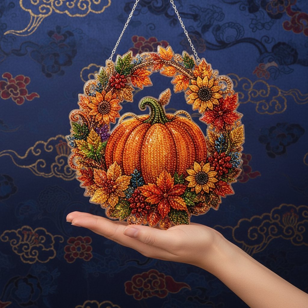 🔥Today 50% OFF 🎃 Fall Pumpkin Diamond Art Wreath – Cozy DIY Autumn Decor
