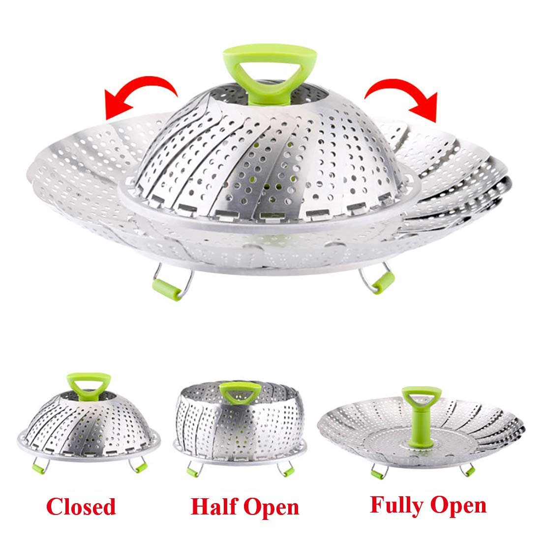 🔥Adjustable Stainless Steel Vegetable Steamer Basket | Foldable Mesh Steamer with Extendable Anti-Scald Handle