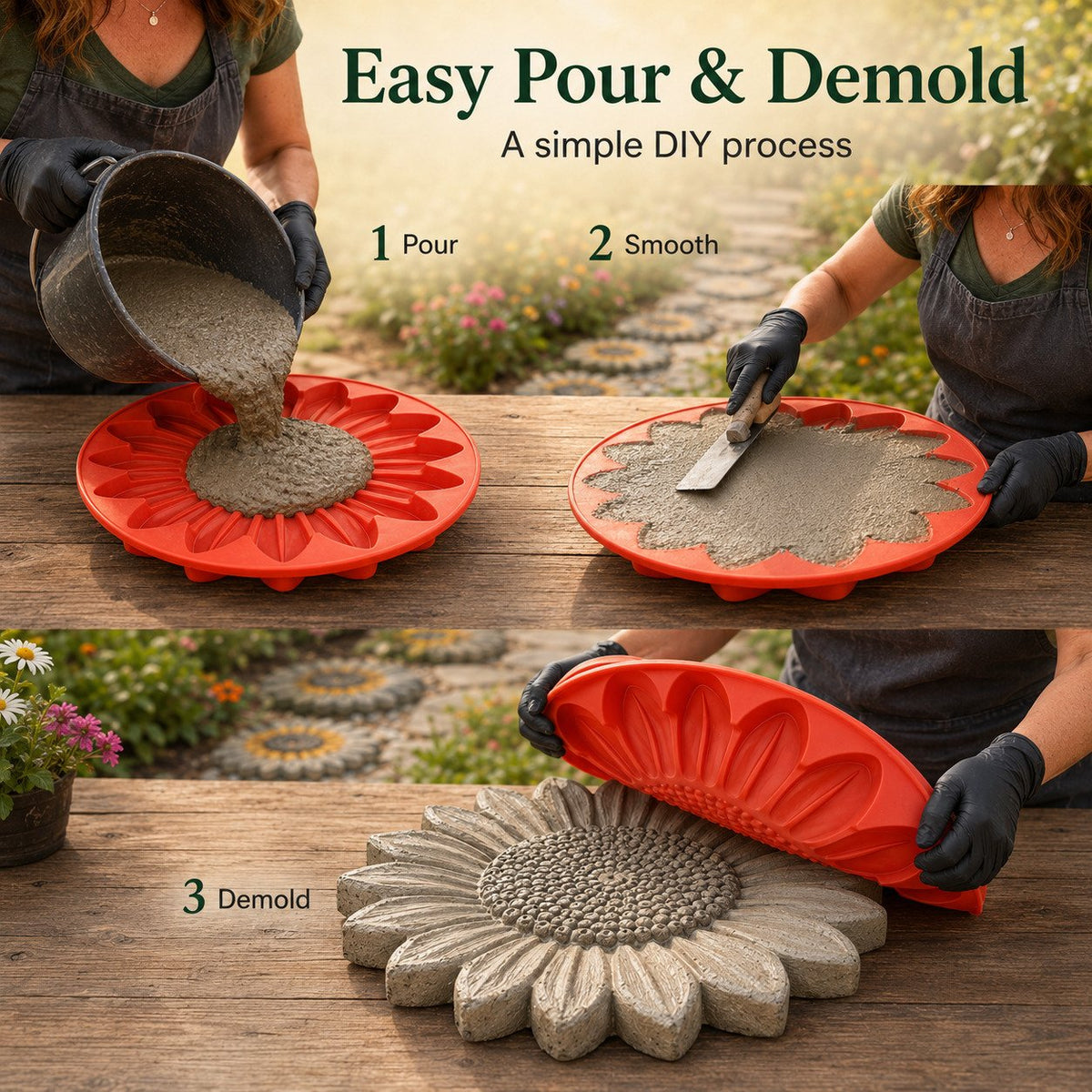 💥 LAST DAY 55% OFF - 🌻 Reusable Sunflower Stepping Stone Mold