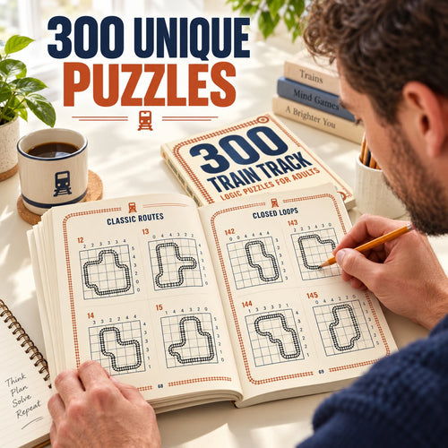 ✨Train Route & Closed Loop Puzzles | 300 Logic Challenges, Great Gift For Puzzle & Train Lovers