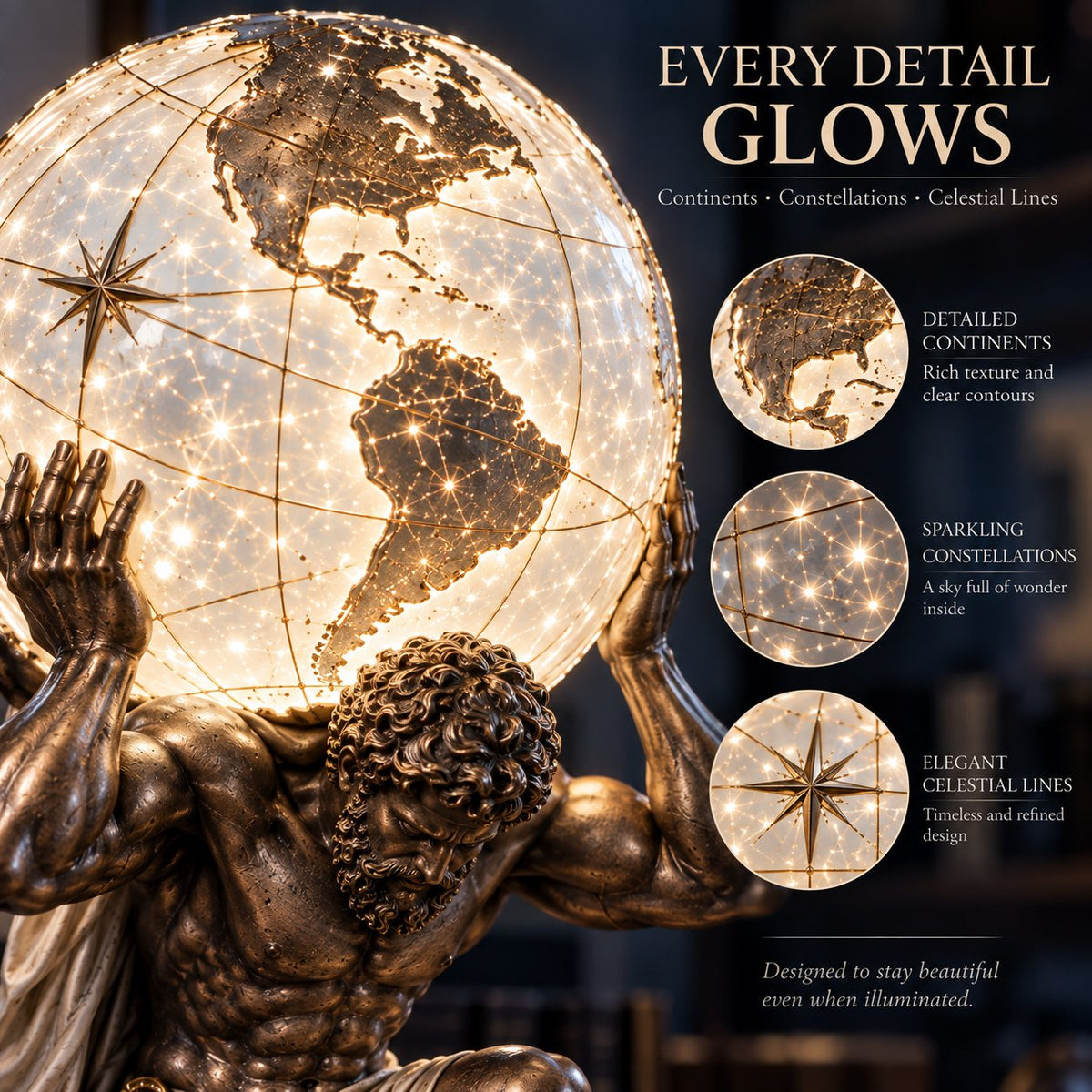 🔥LAST DAY 49% OFF-🌍 Atlas Illuminated World Sphere Lamp🌌