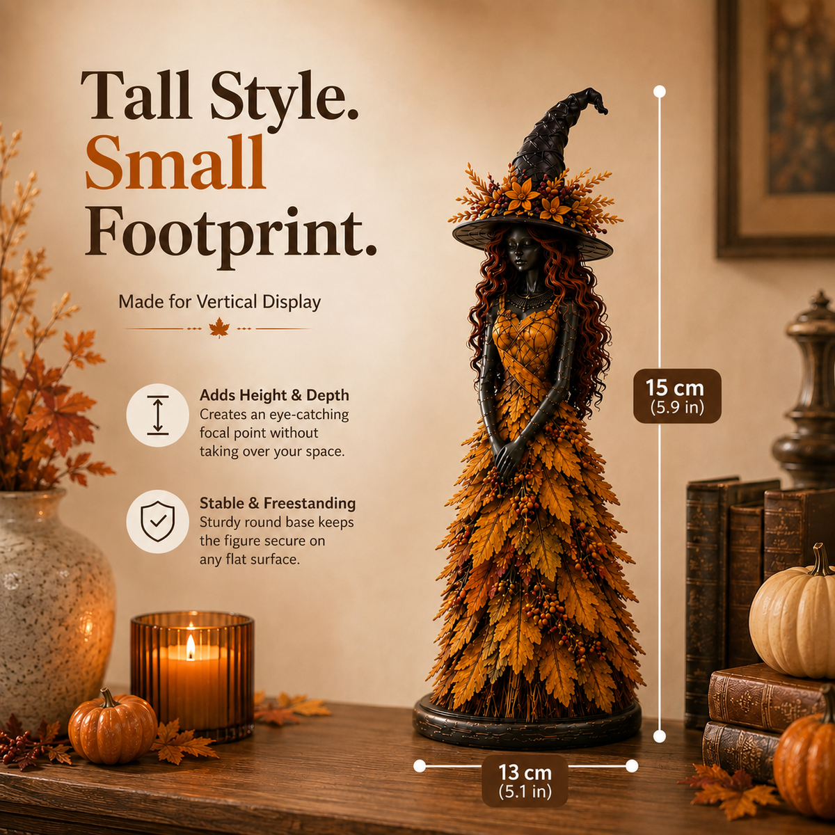 🍂 Handcrafted Autumn Leaf Magic Witch Figurine 🔮 (Free Shipping on Buy 2)
