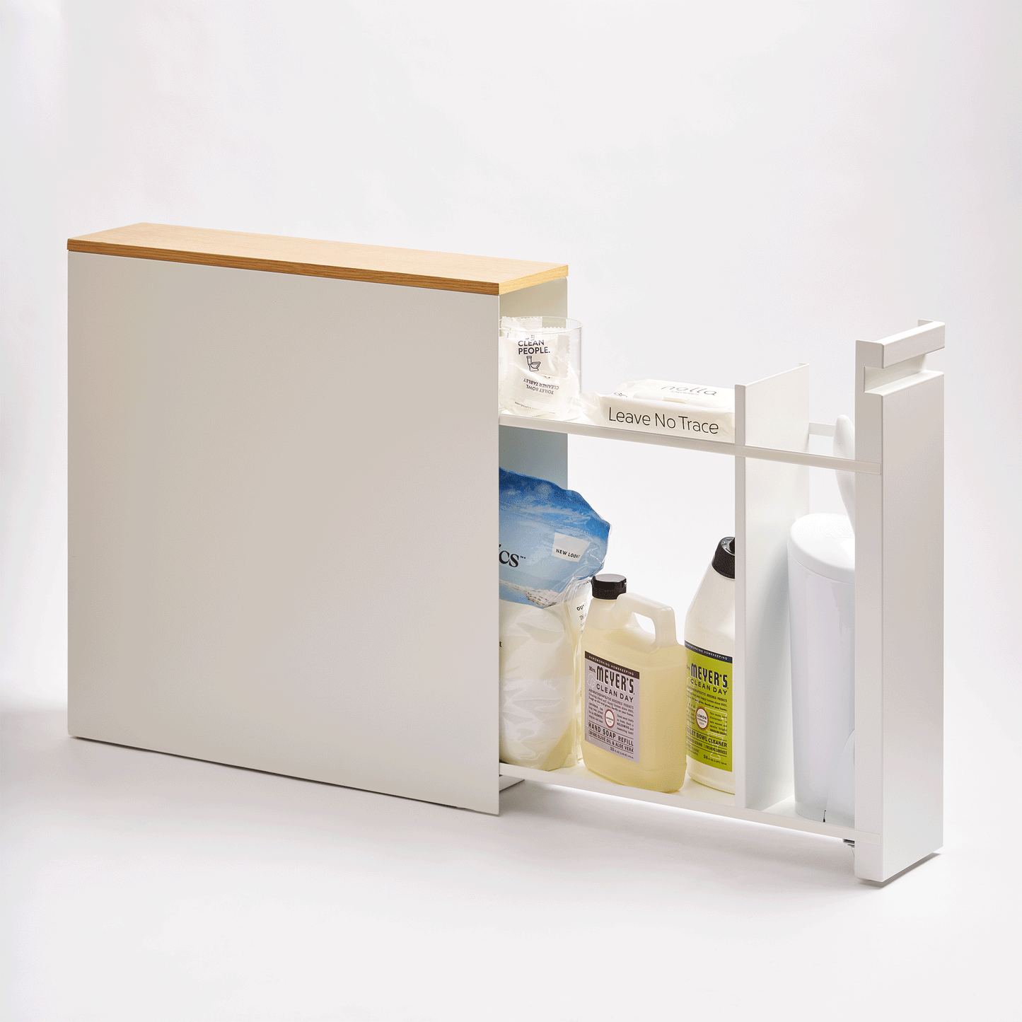 Pull-Out Bathroom Storage Cabinet - Steel + Wood