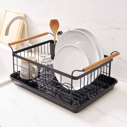 Dish Rack - Steel + Wood