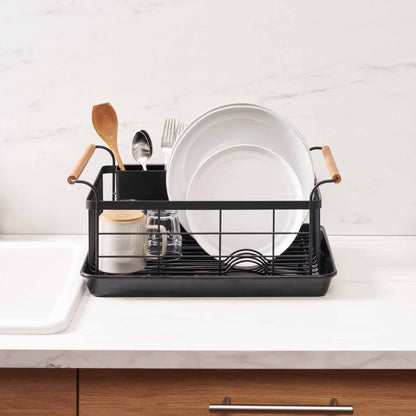 Dish Rack - Steel + Wood