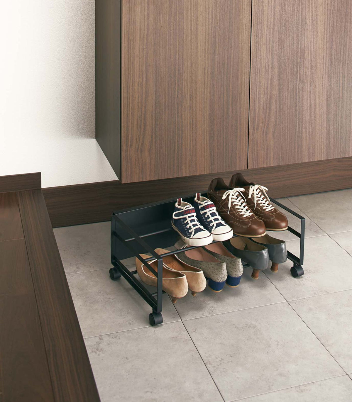 Rolling Shoe Rack (9" H)  - Steel