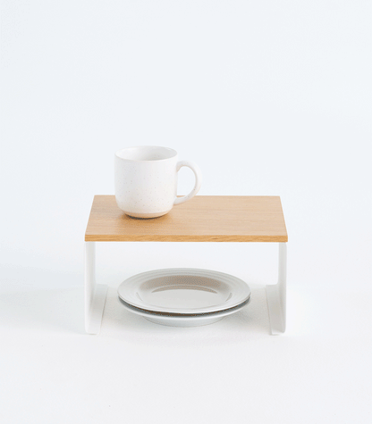 Stackable Countertop Shelf - Two Sizes - Steel + Wood