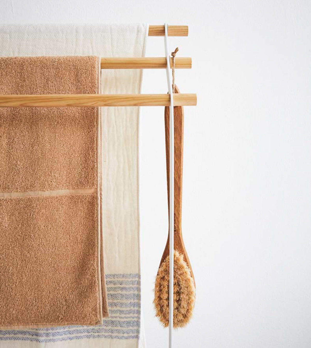 Bath Towel Rack (32" H)  - Steel + Wood