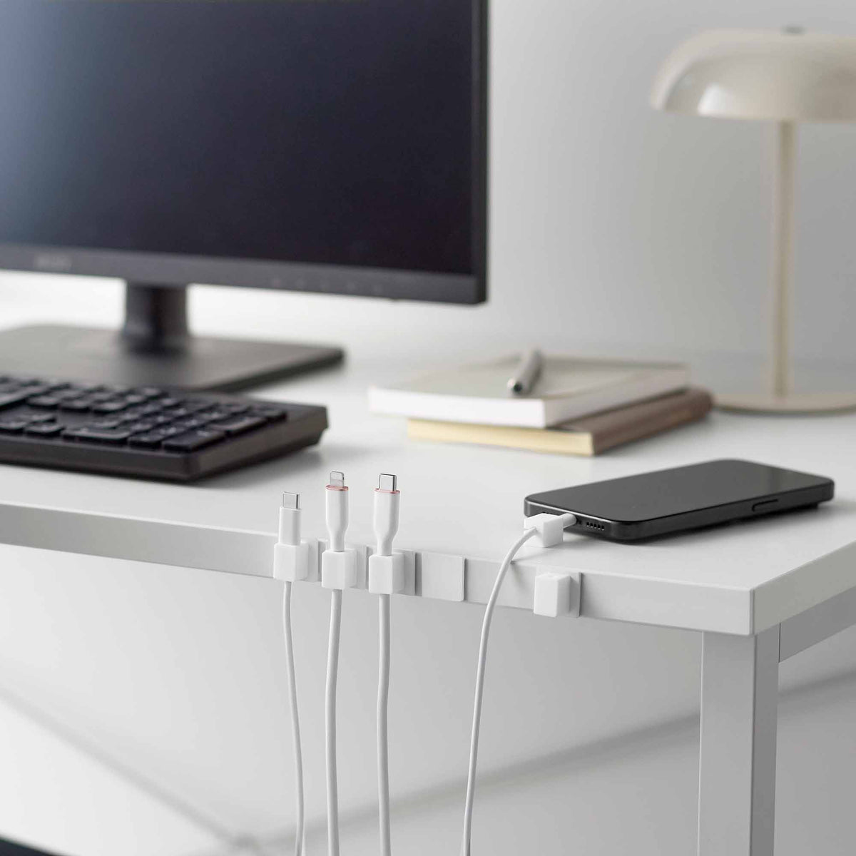 Magnetic Cable Holders With Adhesive Steel Bases (Set of 5) - Silicone