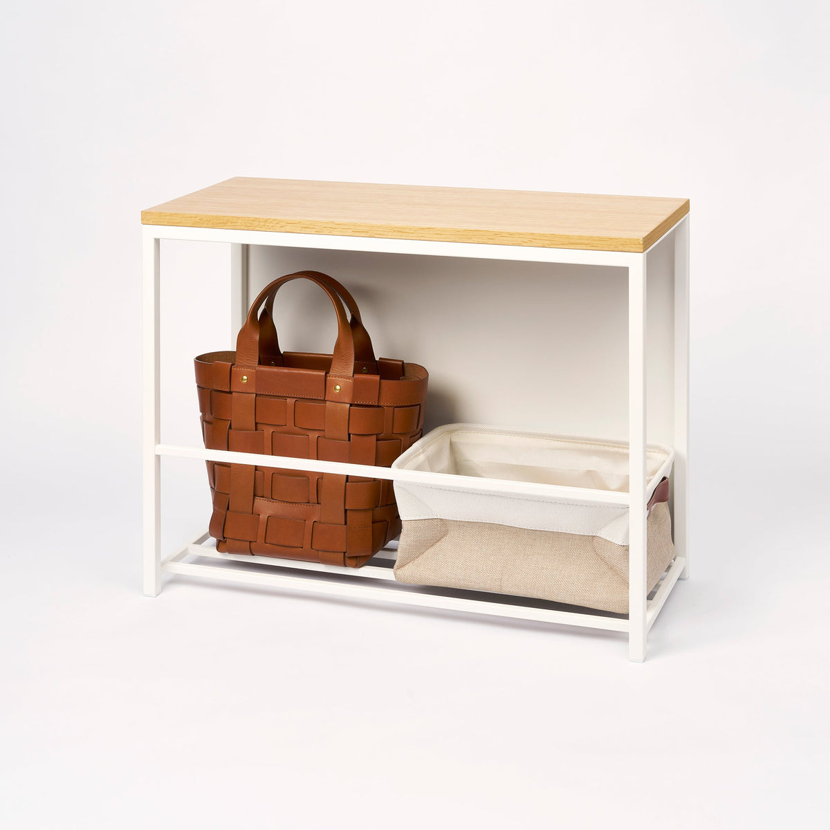 Entryway Storage Organizer & Bench (18" H)  - Steel + Wood