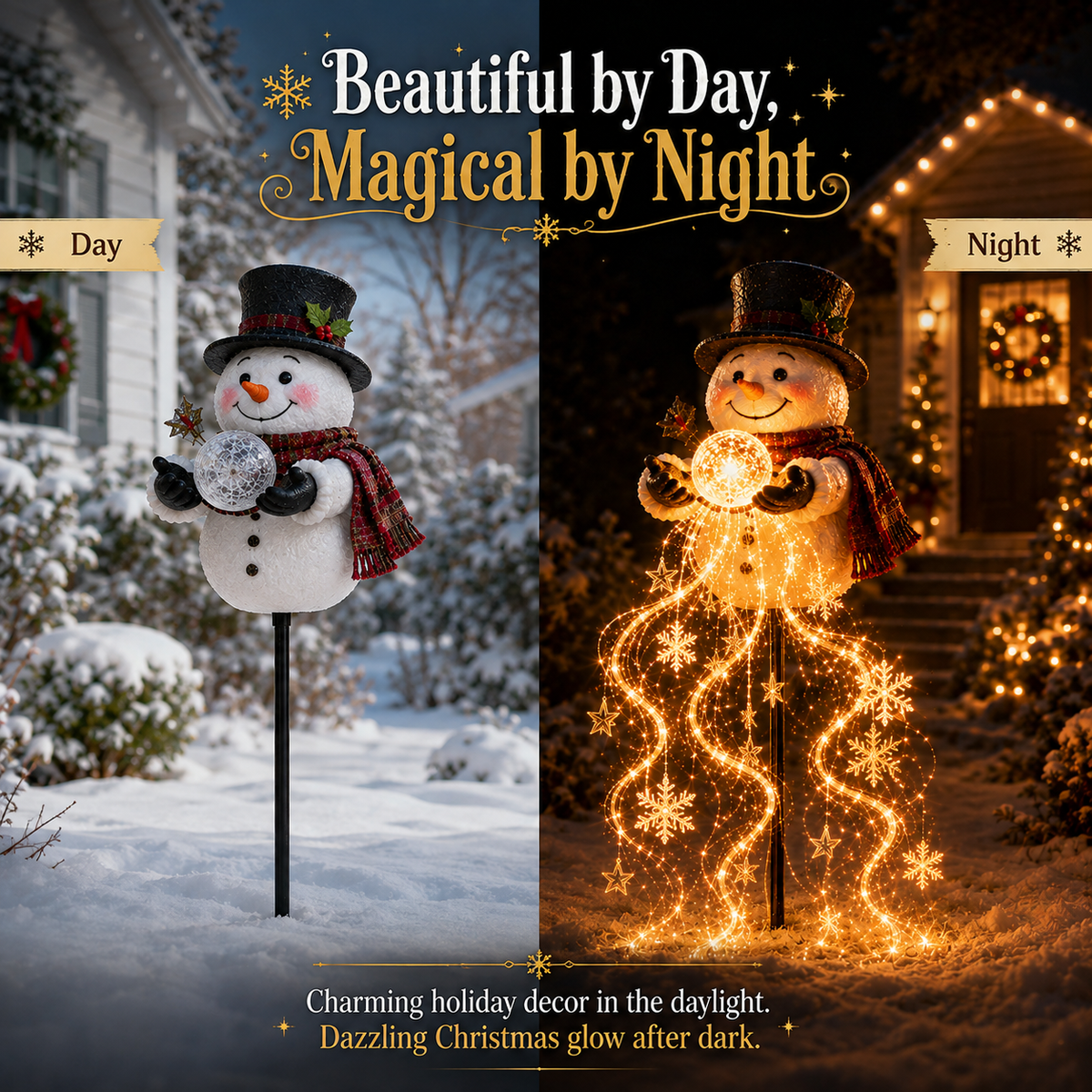 🎄55% OFF🎄 Snowman Magic Fountain™-Flowing Snowflake LED Christmas Garden Light❄️