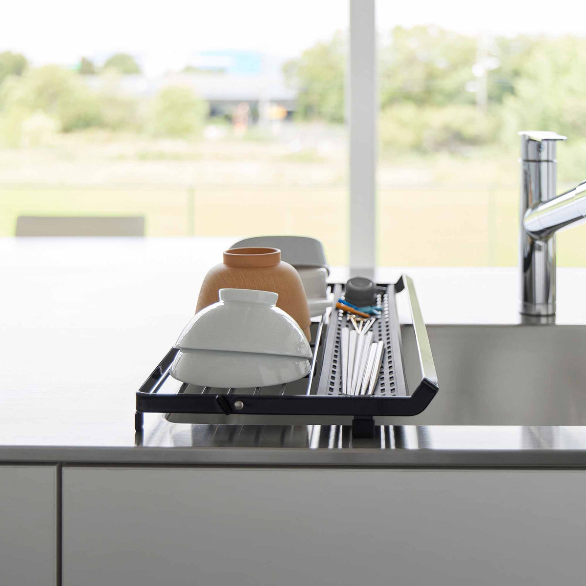 Slim Over-the-Sink Dish Drying Rack - Steel