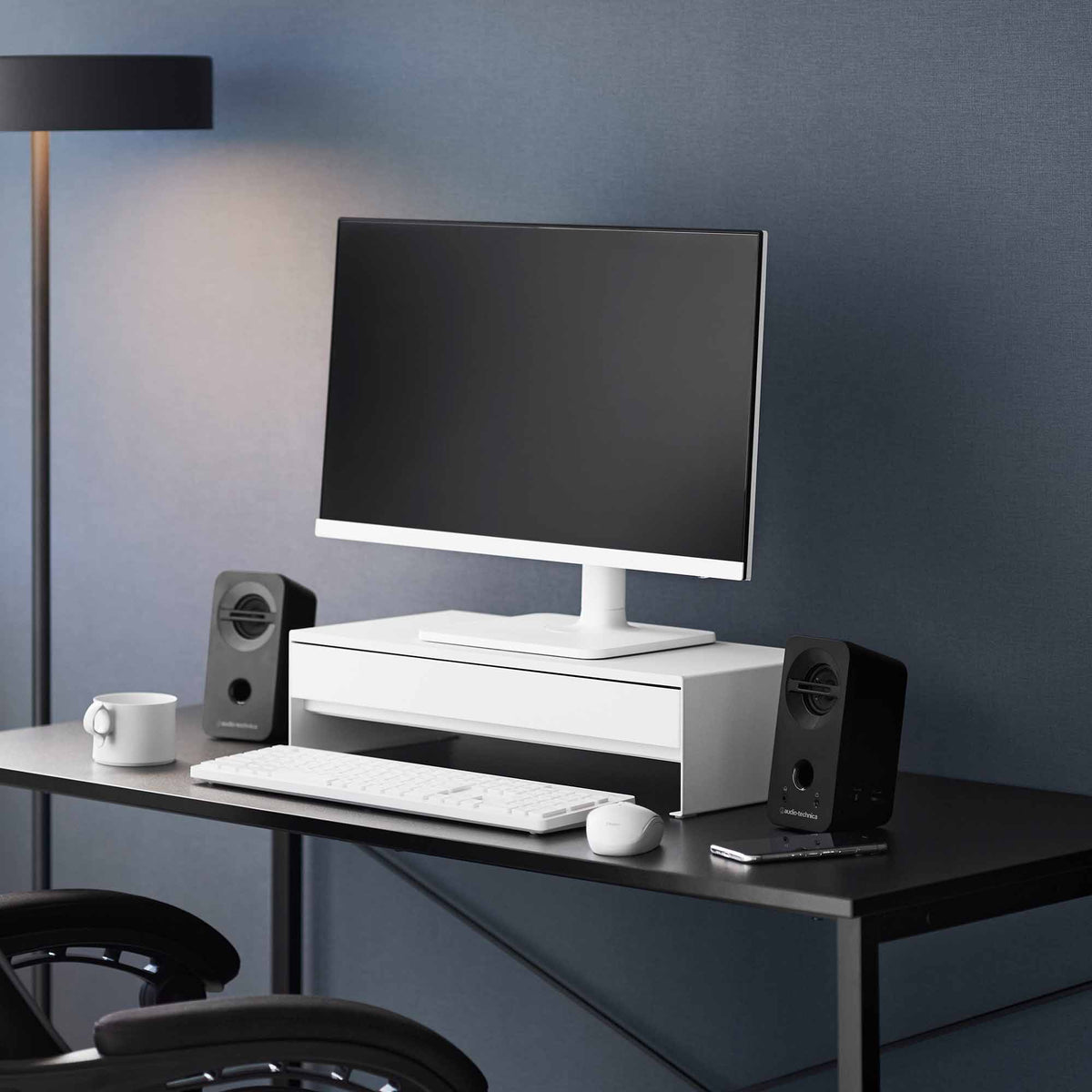 Monitor Stand With Drawer - Steel