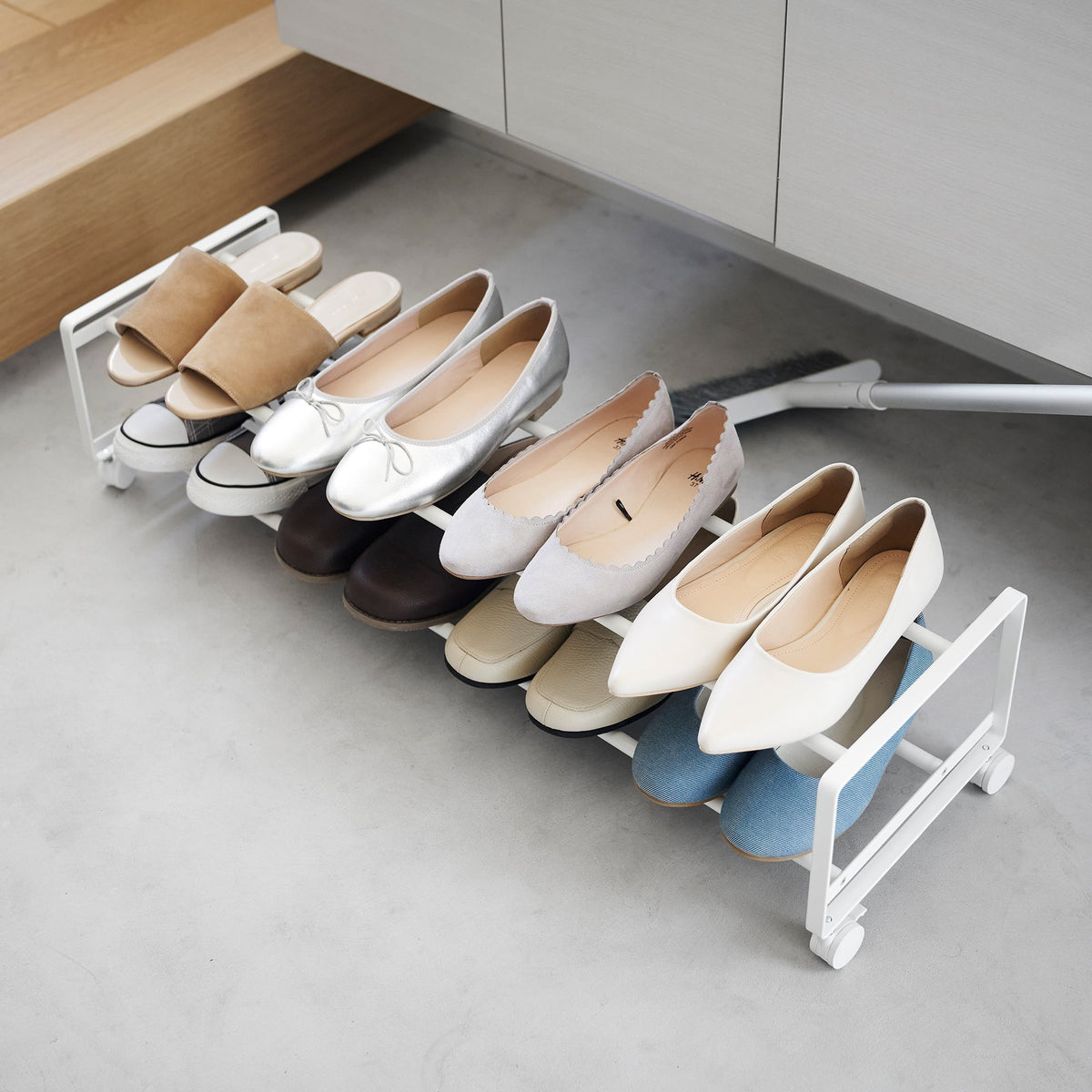 Two-Tier Rolling Shoe Rack (" H)  - Steel