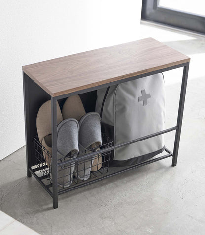 Entryway Storage Organizer & Bench (18" H)  - Steel + Wood