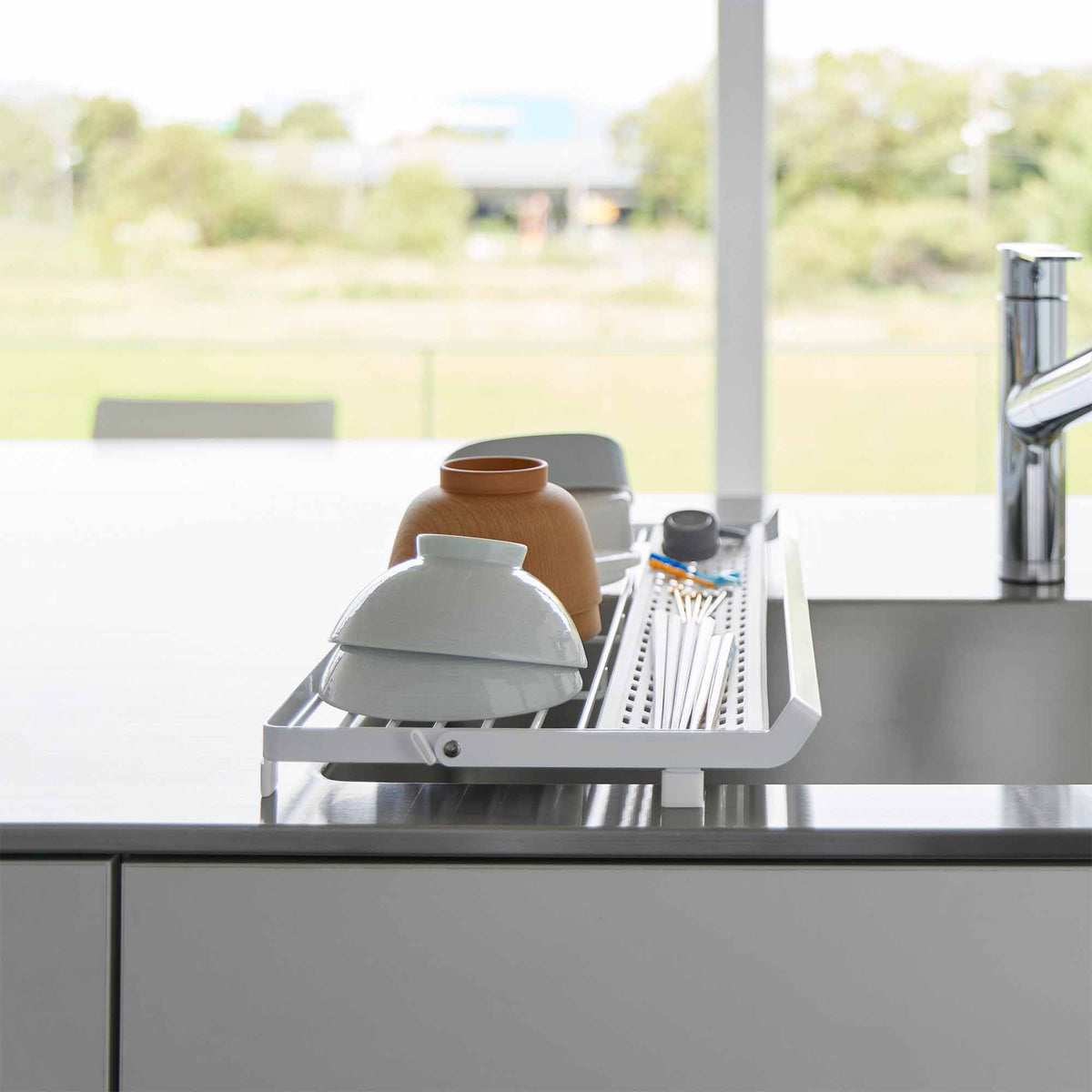 Slim Over-the-Sink Dish Drying Rack - Steel