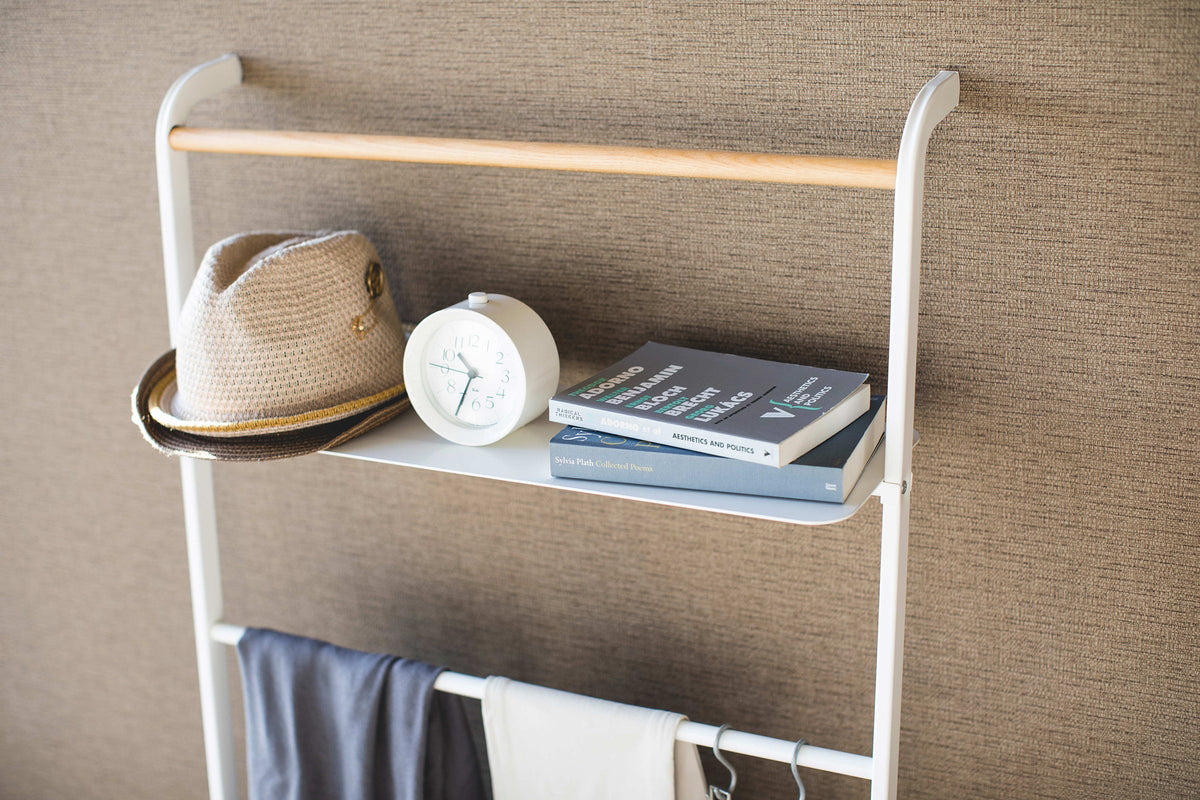 Leaning Storage Ladder With Shelf (63" H)  - Steel