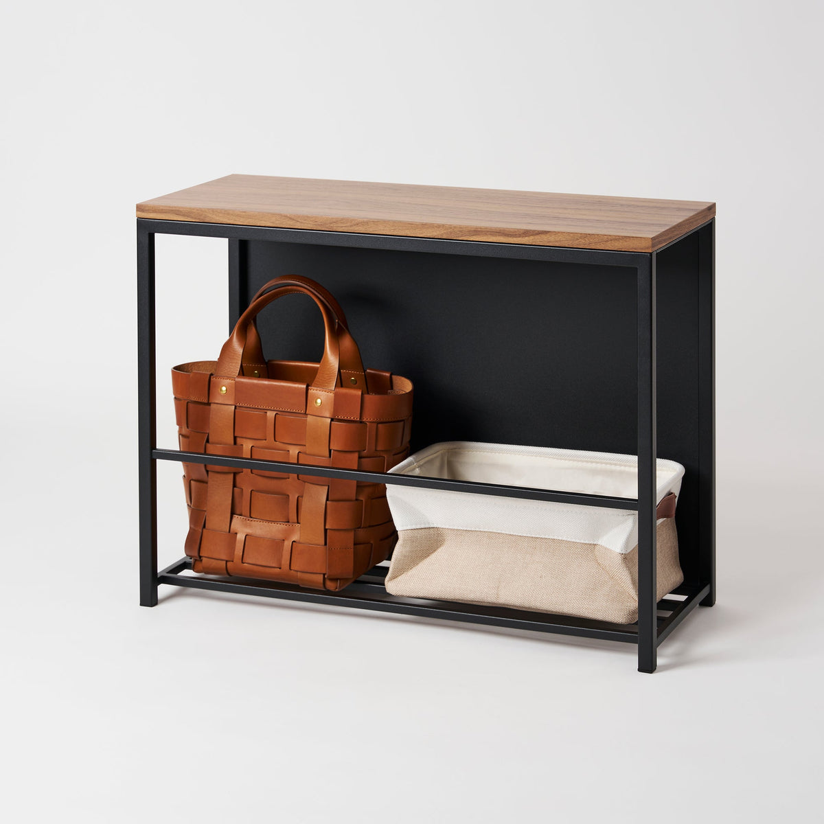 Entryway Storage Organizer & Bench (18" H)  - Steel + Wood