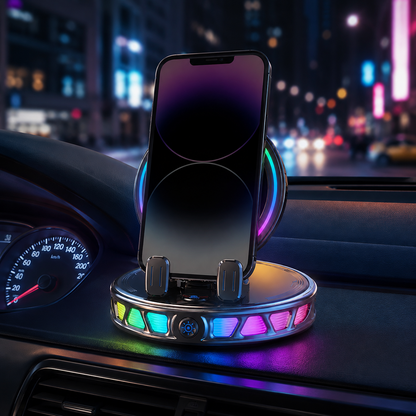 360° Rotating Wireless Charging Car Phone Mount with RGB Light