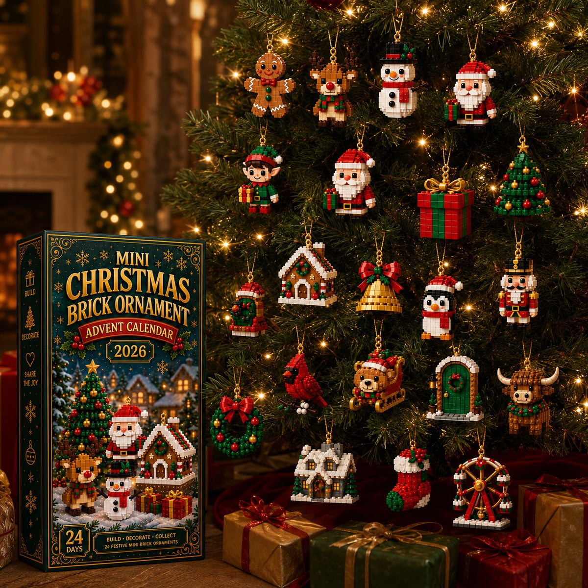 ⏳ Last day to save 49% – 🎄 24-Day Mini Christmas Ornament Advent Calendar | 24 unique festive buildable designs with hanging loops—perfect for decorating Christmas trees, wreaths, and holiday displays 🧱⏳