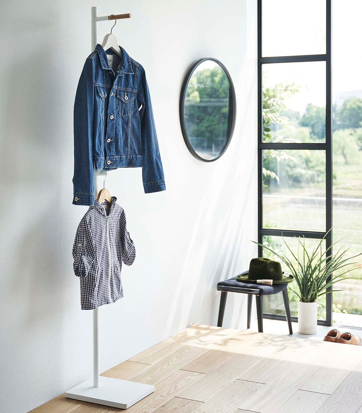Coat Rack (63.98" H)  - Steel + Wood