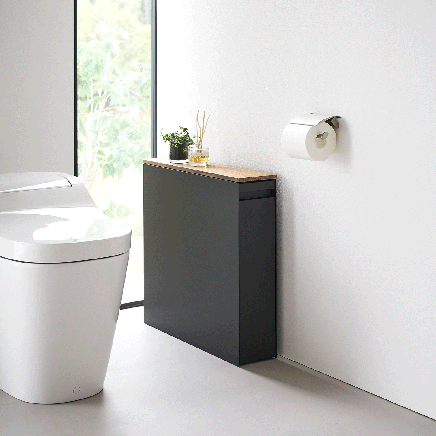 Pull-Out Bathroom Storage Cabinet - Steel + Wood
